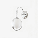 Orb Cage Semi Wall Sconce in Chrome with White Glass Globe
