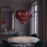 Amethyst Bloom Chandelier — Handcrafted Glass Petal Chandelier in Gold or Nickel