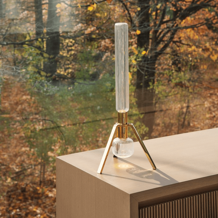 Cipher Crystal LED Floor Lamp in Gold for Modern Interiors
