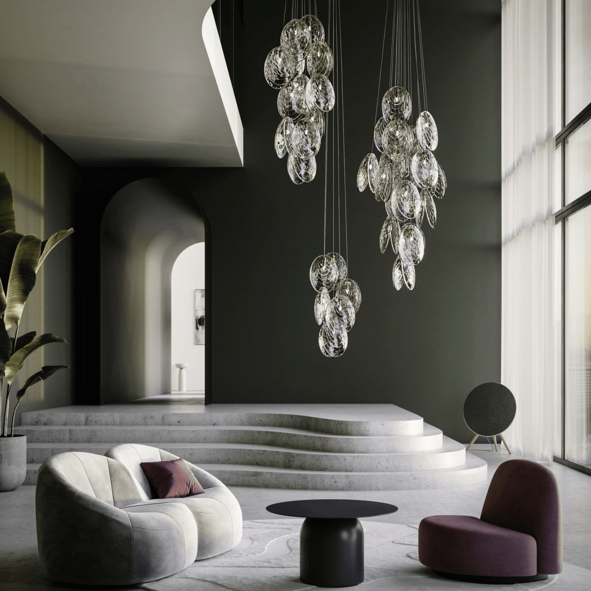 Mussels Cluster LED Chandelier – Modern Glass Pendant Light for Dining Room and Living Room