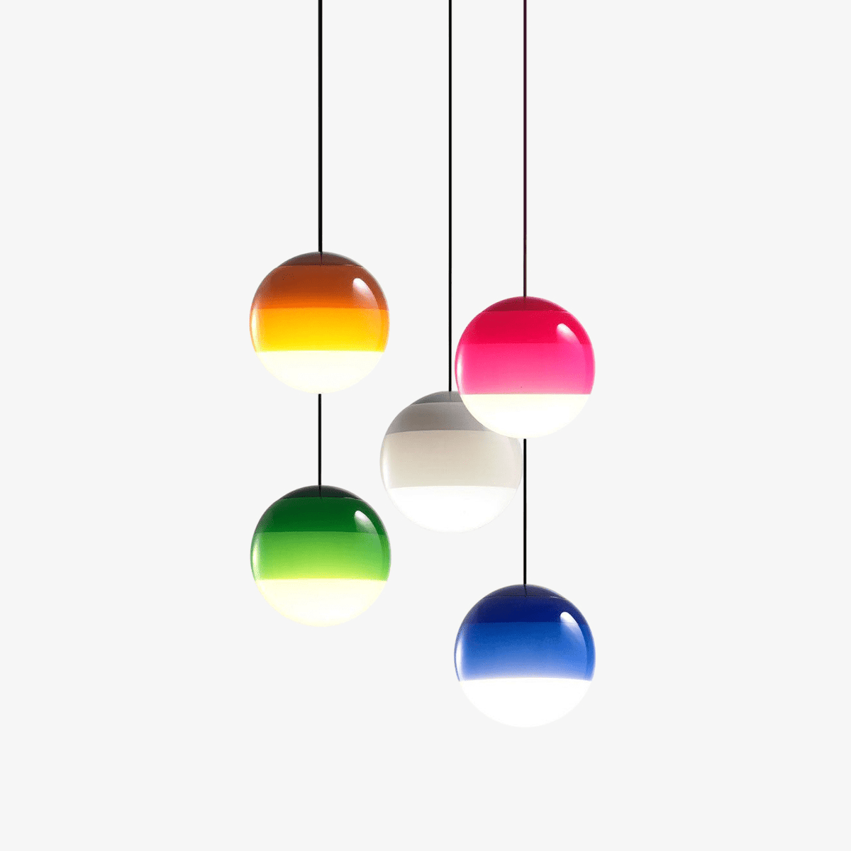 Dipping Pendant Light — Colored Glass & Lacquered Aluminum Hanging Lamp