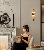 Duo Alabaster Wall Sconce with Aged Brass Accents
