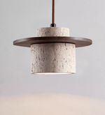 Cylindrical Travertine Wall Sconce in Walnut and Metal