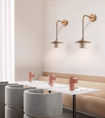Cylindrical Travertine Wall Sconce in Walnut and Metal