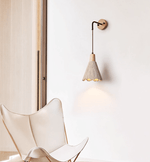 Artisan Microcement Wall Sconce with Wood Accent – Modern Minimalist Lighting