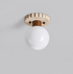 Cogstone Orb Ceiling Light in Travertine and Frosted Glass