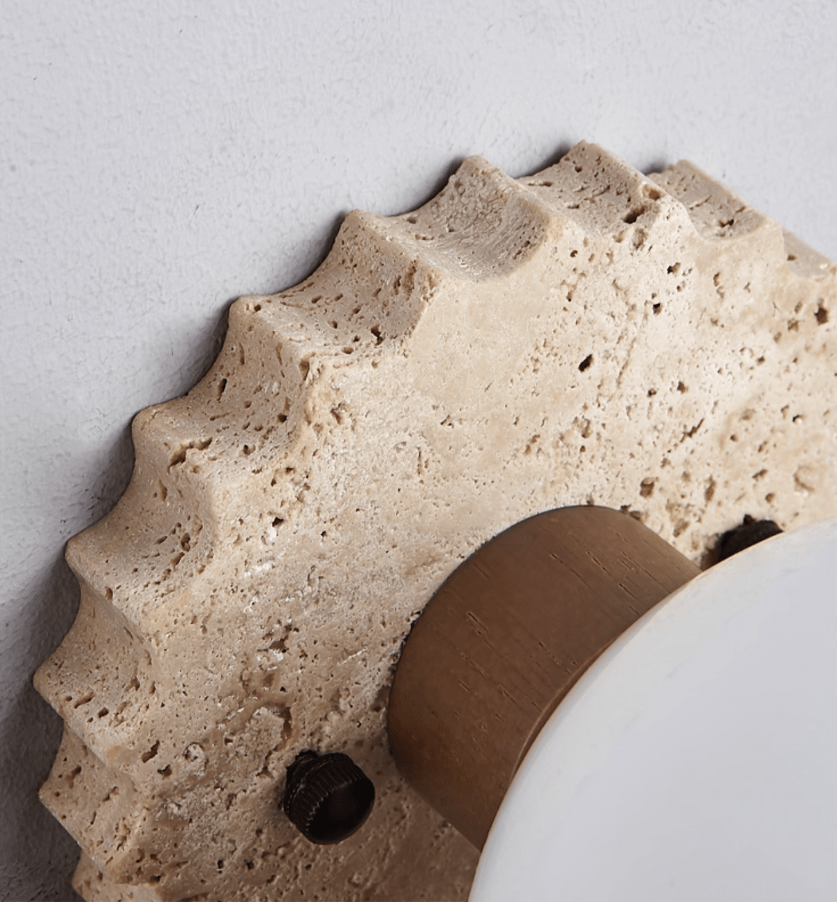 Cogstone Orb Ceiling Light in Travertine and Frosted Glass
