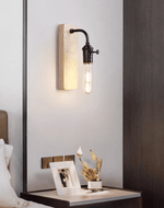 Industrial Stone Wall Sconce in Travertine and Aged Gold