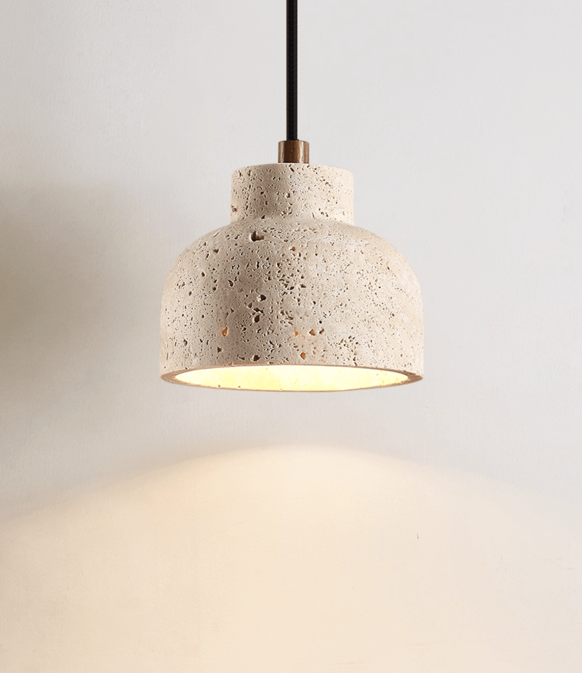 Travertine Bell Pendant Light, Natural Stone Hanging Lamp for Kitchen Island and Dining Room