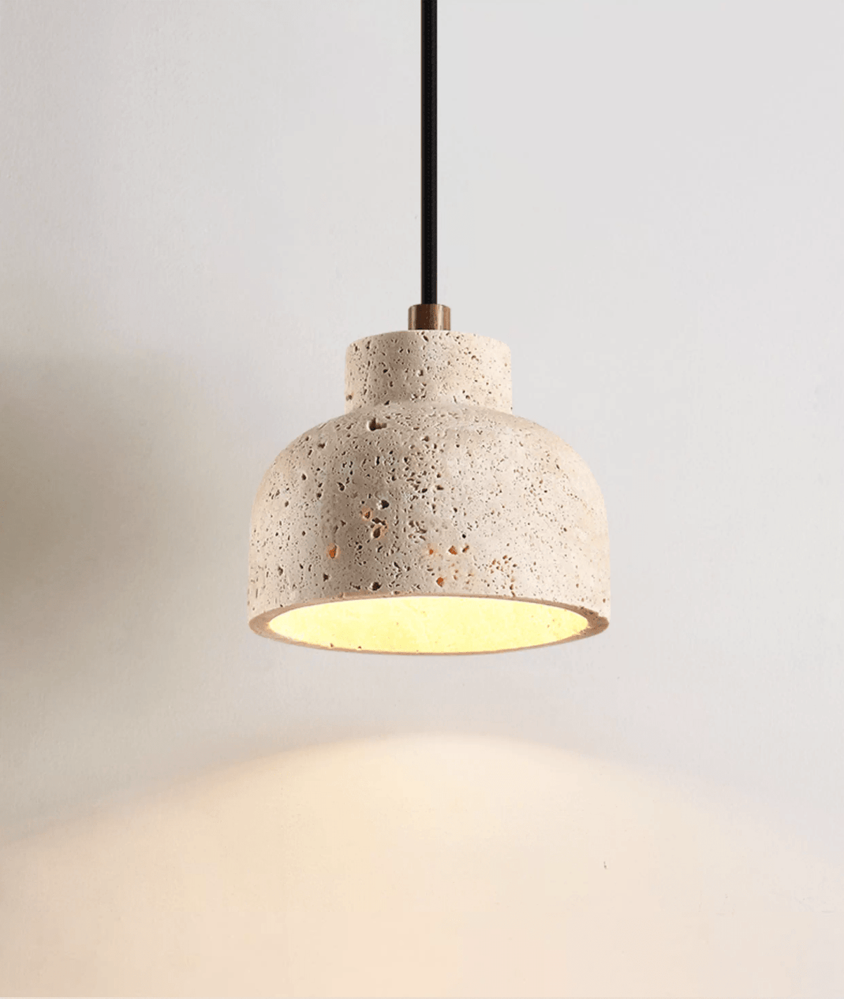 Travertine Bell Pendant Light, Natural Stone Hanging Lamp for Kitchen Island and Dining Room