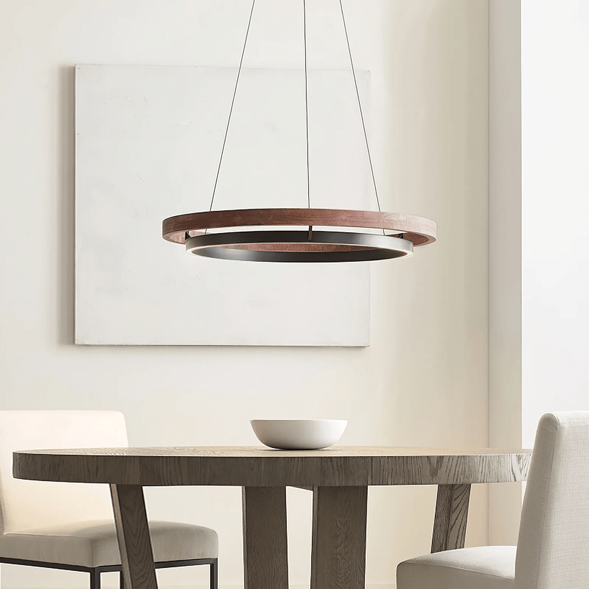 Haloa Modern Wood and Metal LED Pendant Light for Dining and Living Spaces