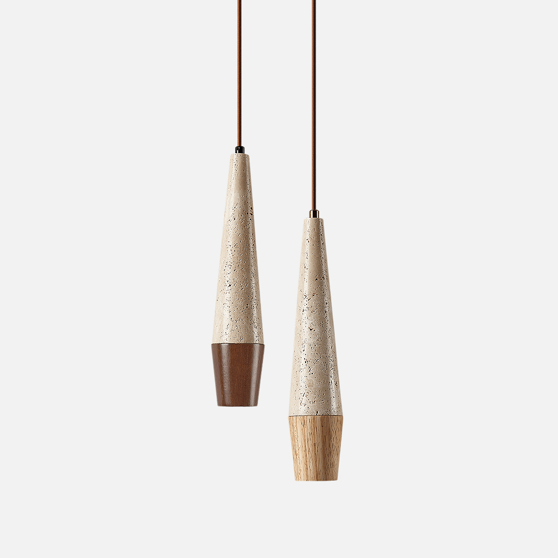 Tiber Travertine Pendant Light with Walnut Accent for Modern Interiors