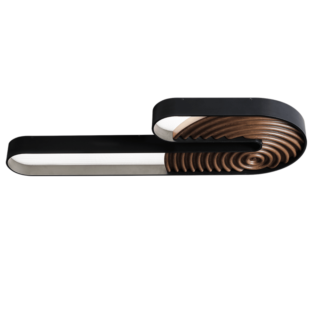 Kinetic Spiral Wall Sconce with LED Light in Black and Wood