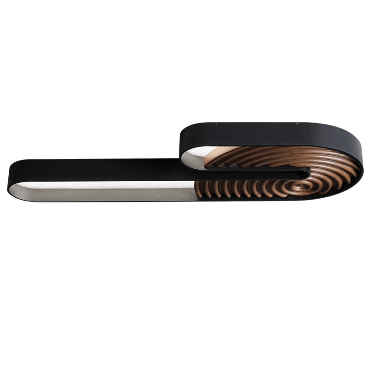 Kinetic Spiral Wall Sconce with LED Light in Black and Wood
