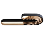 Kinetic Spiral Wall Sconce with LED Light in Black and Wood