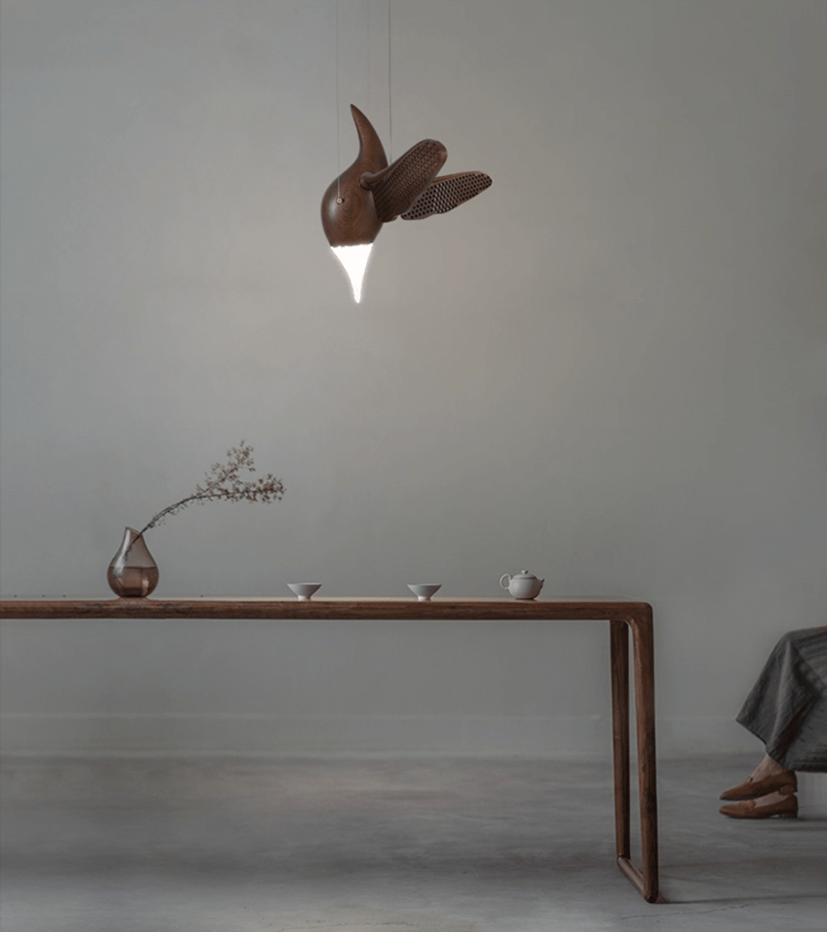 Avian Flight Chandelier – Sculptural Wooden Bird Pendant Light