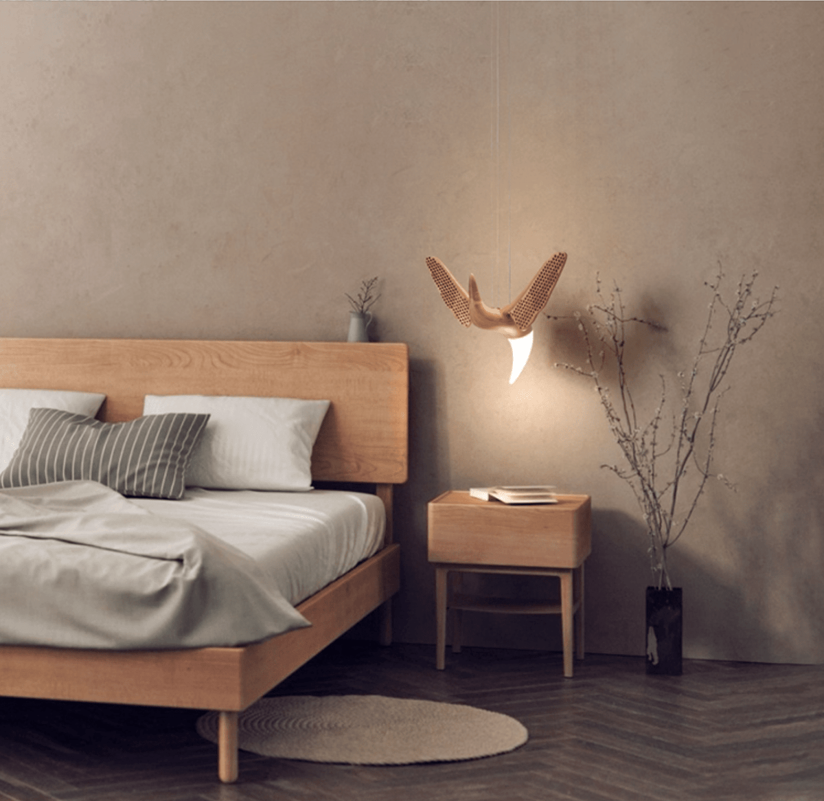 Avian Flight Chandelier – Sculptural Wooden Bird Pendant Light