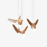 Avian Flight Chandelier – Sculptural Wooden Bird Pendant Light