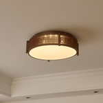 Celestial Bamboo Weave Flush Mount Ceiling Light with Integrated LED