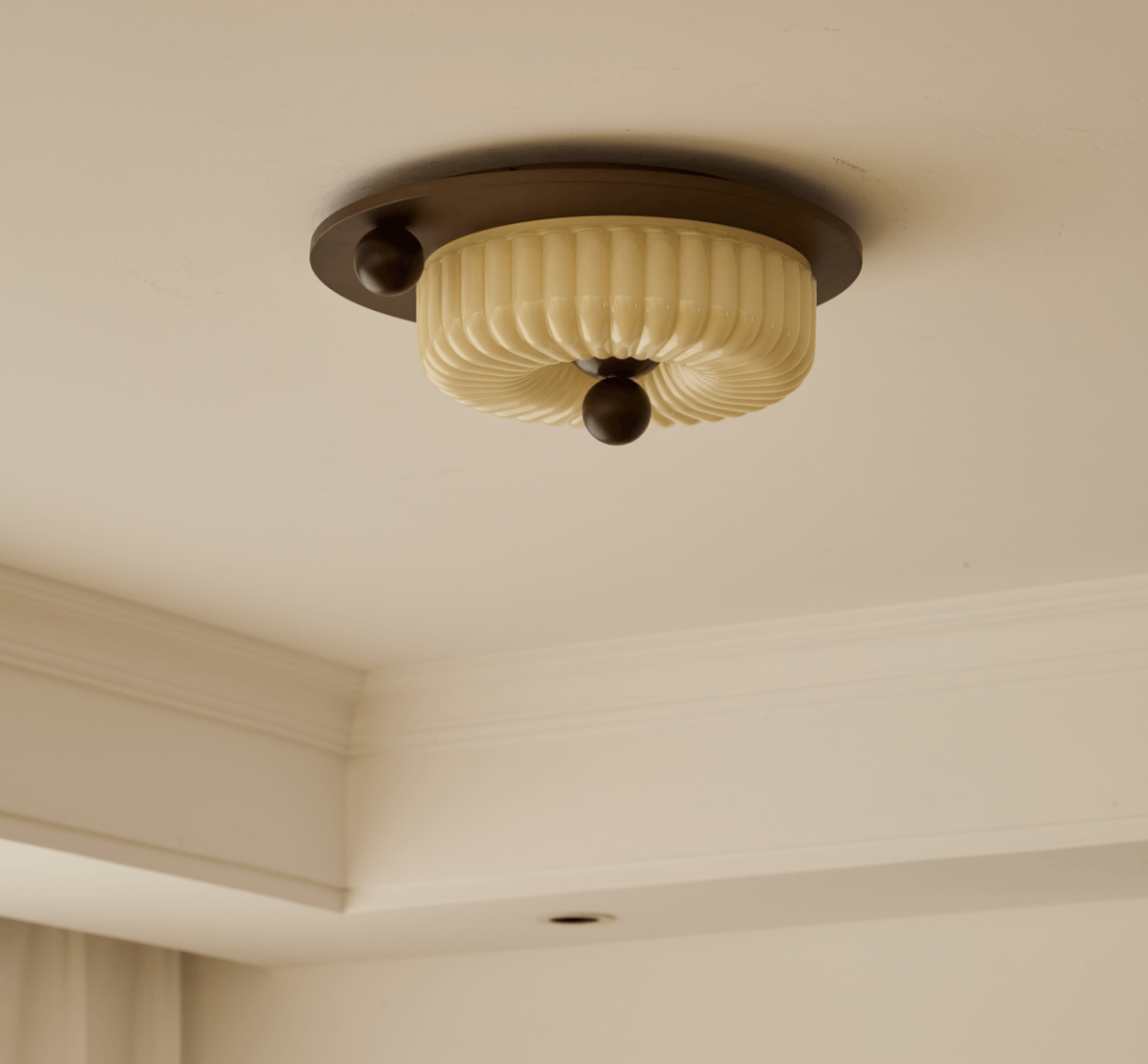 Eclipse Charm LED Ceiling Light in Walnut and Opal Glass