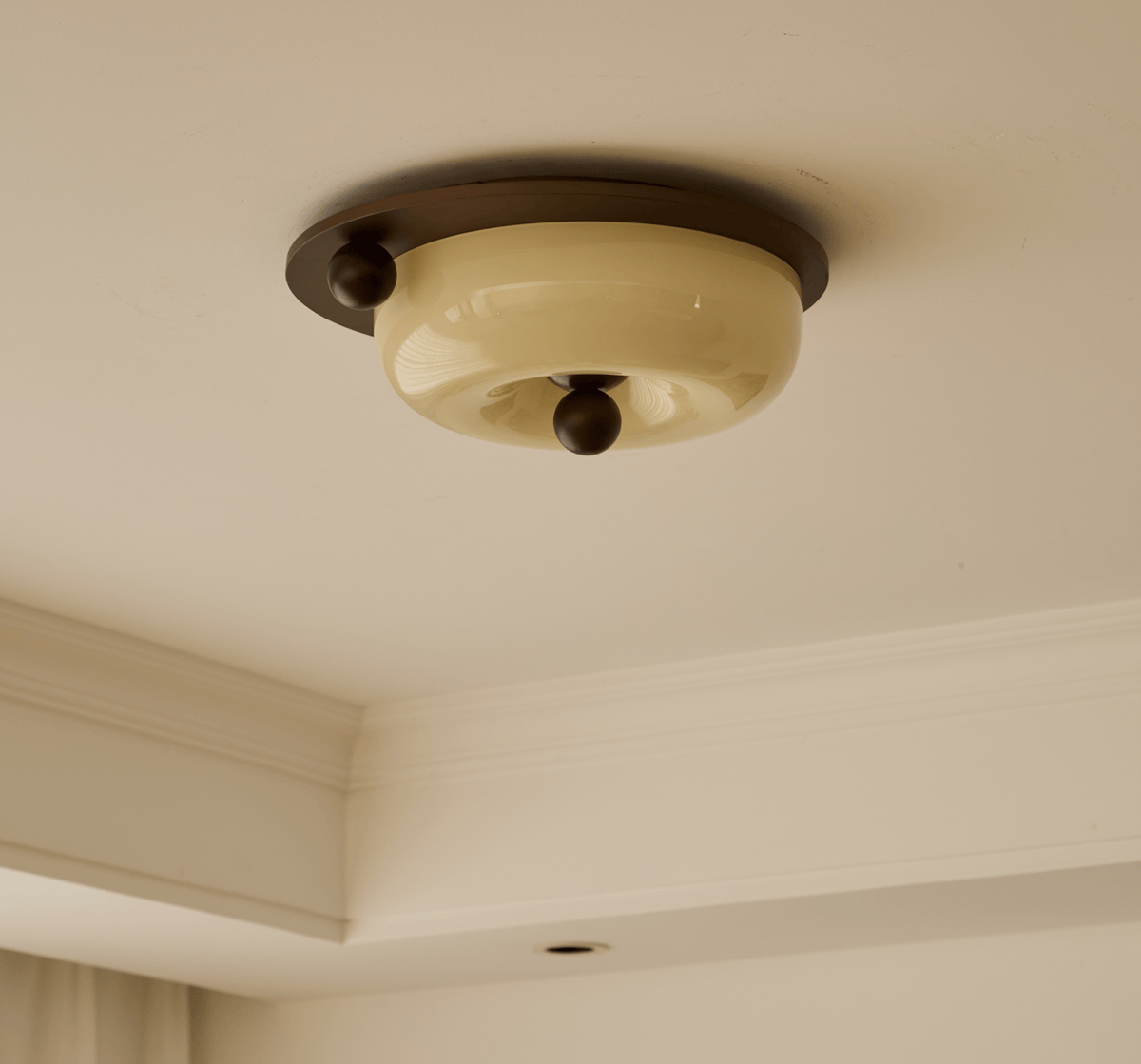 Eclipse Charm LED Ceiling Light in Walnut and Opal Glass