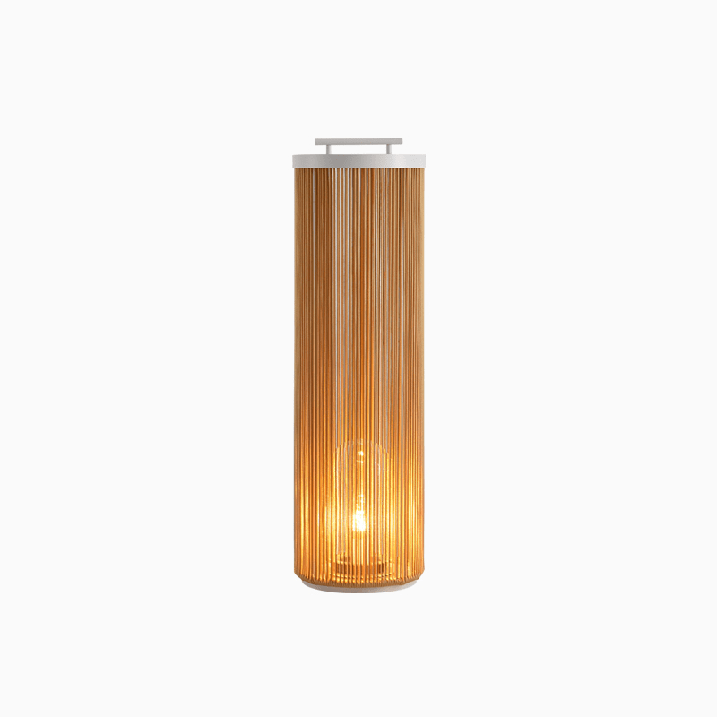 Linden Column Solar Outdoor Lamp – Natural Rattan Post Light for Garden & Patio
