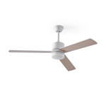 Solara Drift Ceiling Fan with Integrated LED Light in Natural Wood and White