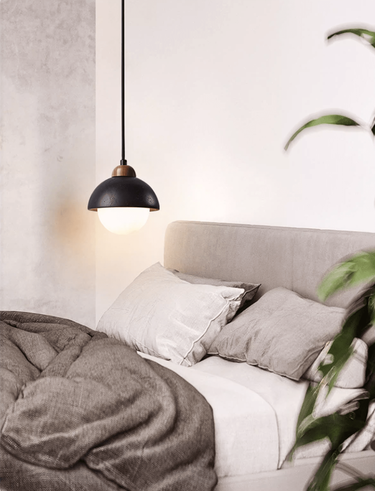 Zenith Pebble Pendant Light — Black Travertine & Opal Glass Designer Pendant
