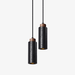 Vulcan Mini Pendant Light in Black Travertine and Walnut