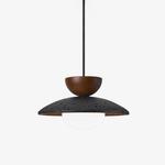 Terra Cotta Pendant Light with Travertine Disc and Opal Glass Globe