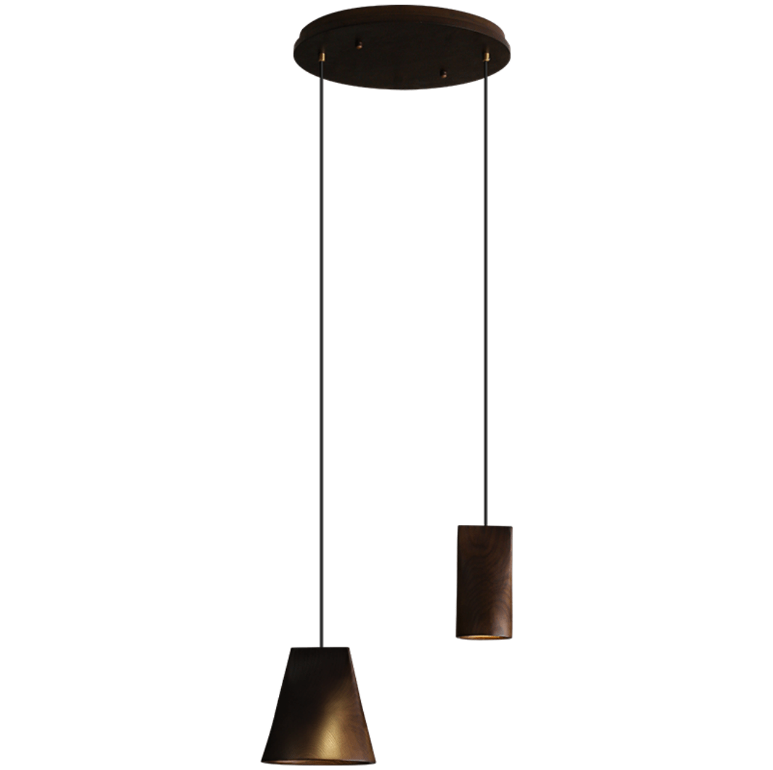 Nordic Tilted Wood Pendant Light – Asymmetric Natural Wood Shade