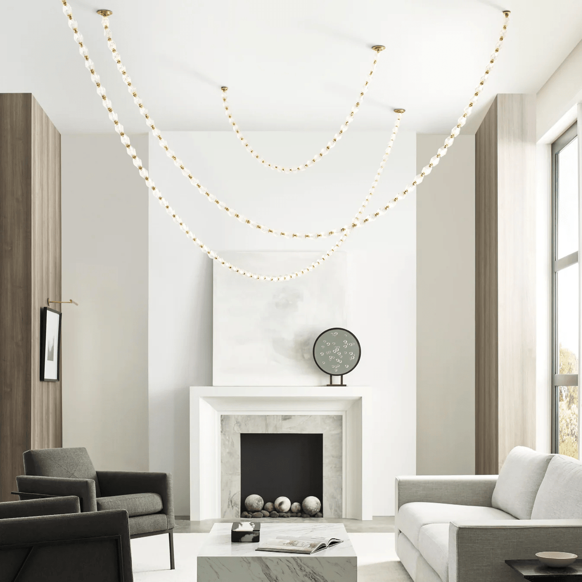 Riviere Glass Chain Chandelier – Modern Linear LED Pendant Light
