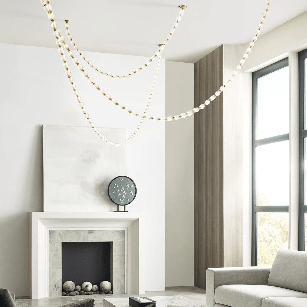 Riviere Glass Chain Chandelier – Modern Linear LED Pendant Light