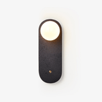 Black Travertine Wall Sconce with White Glass Shade