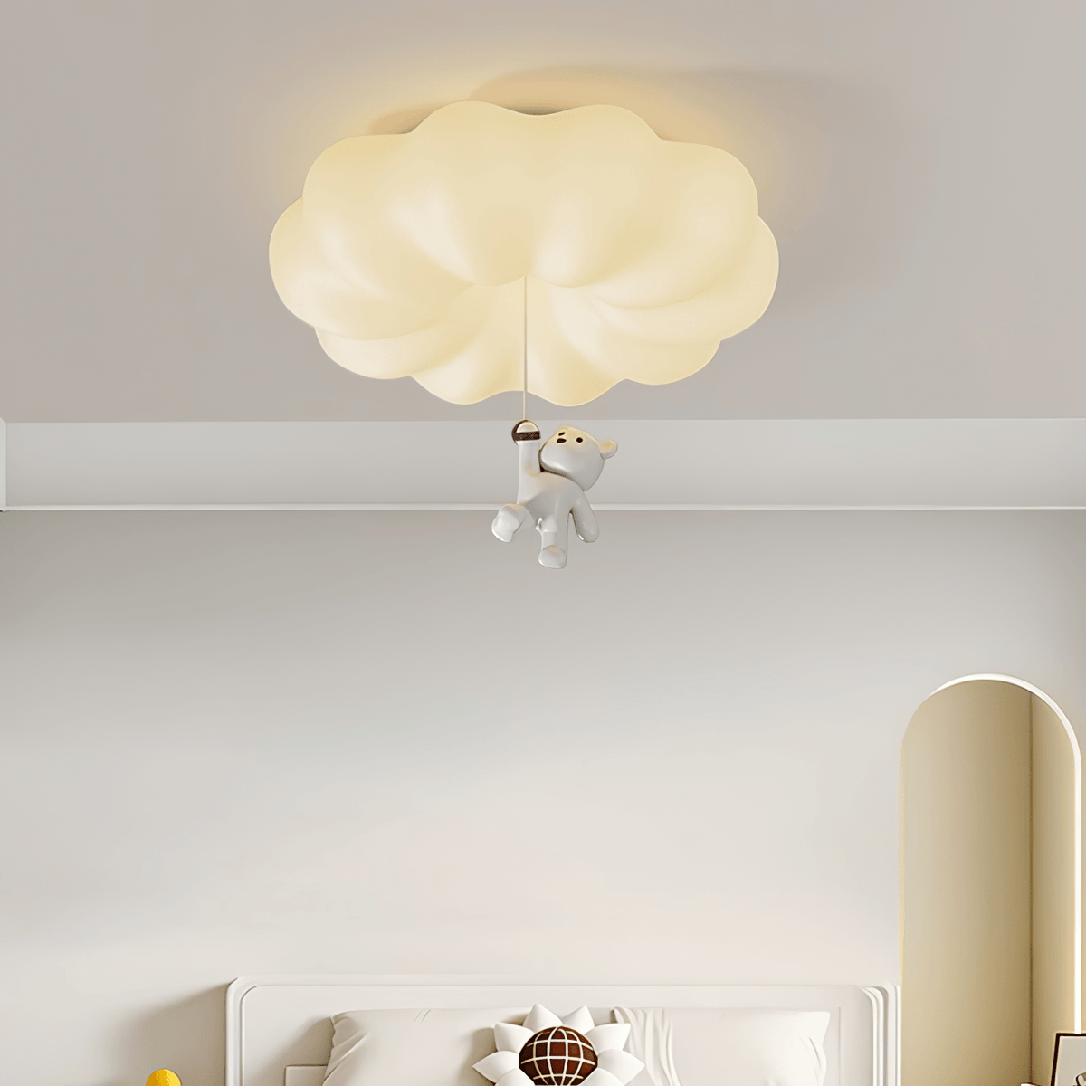 Cloud Bear Flush Mount Ceiling Light – Sculptural LED for Kids' Rooms & Modern Interiors