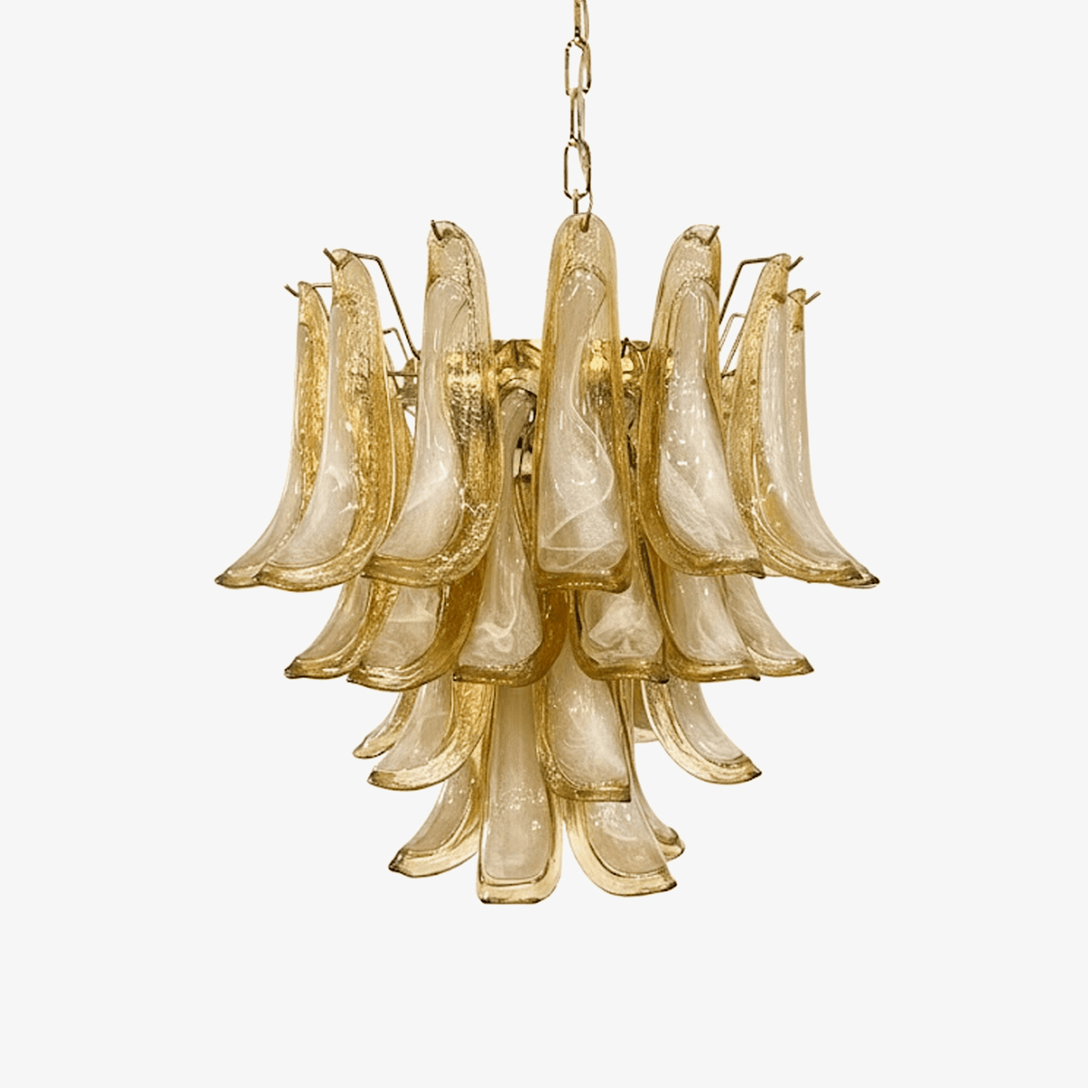 Amber Glass Petal Chandelier – Handcrafted Modern Illumination