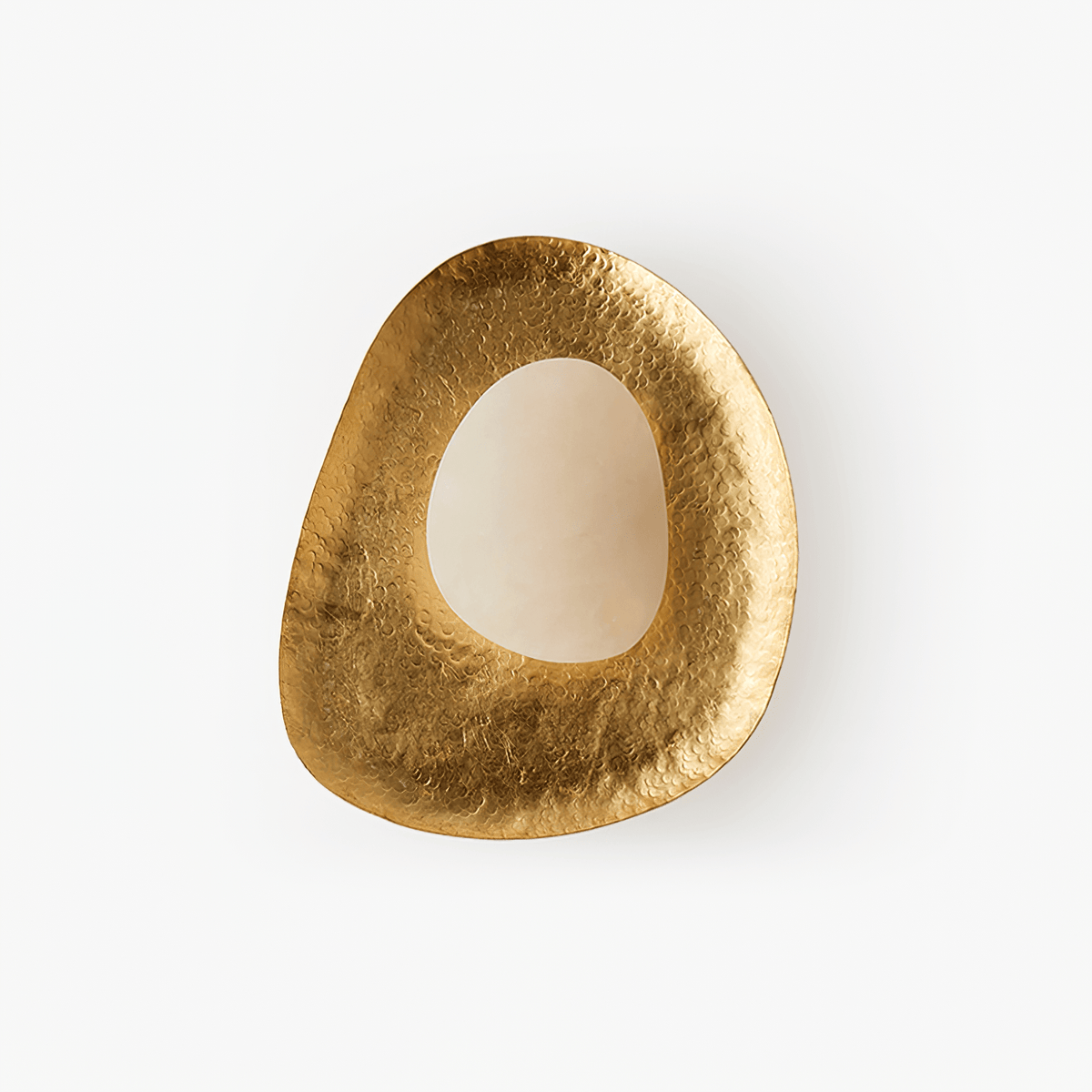 Aurea Alabaster Wall Sconce in Hand-Hammered Brass
