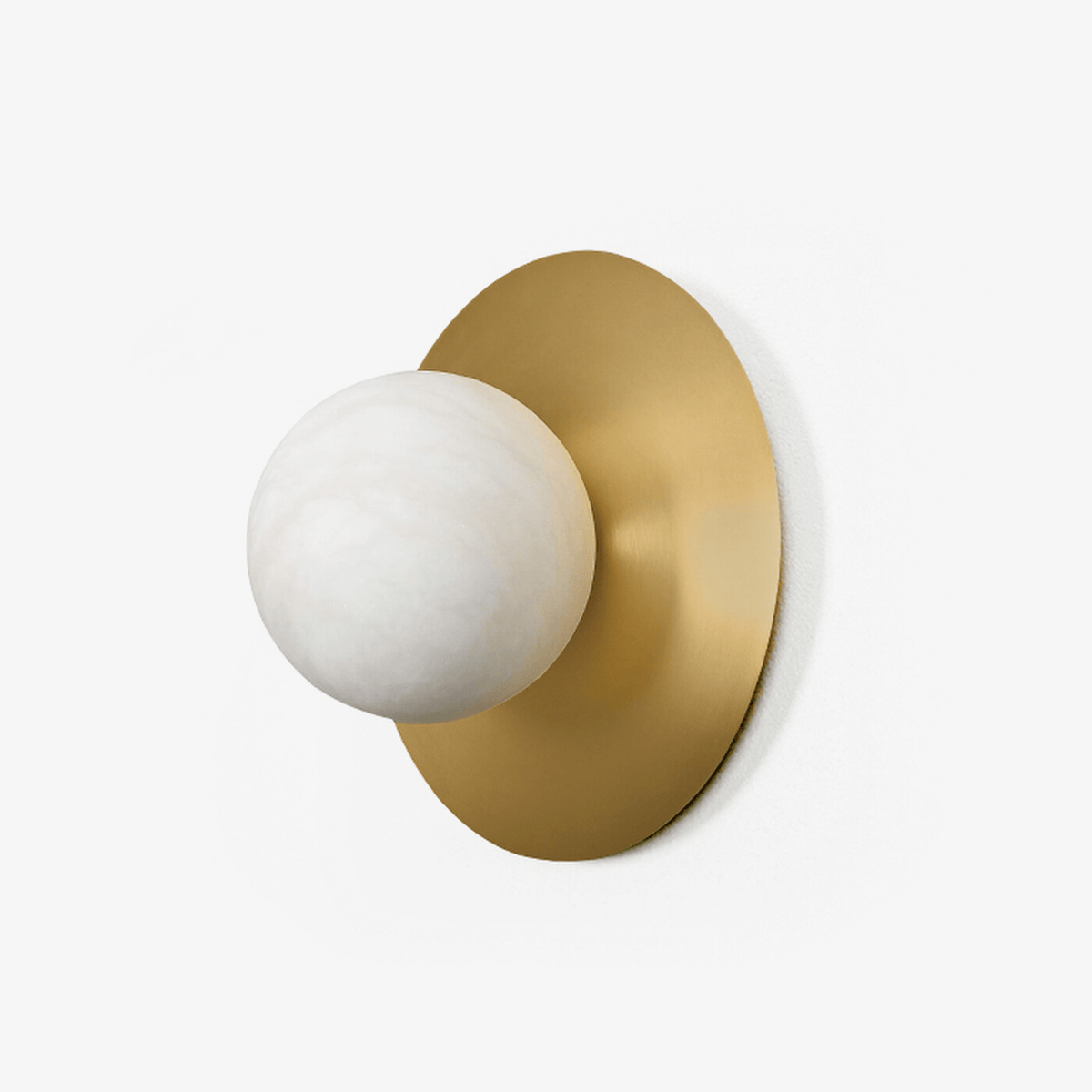 Round Alabaster Orb Wall Sconce in Brass for Modern Interiors