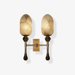 Alabaster Obelisk Double Sconce in Brass and Marble