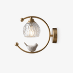 Nuvia Bird Wall Sconce in Brass and Glass | Designer Bedroom Lighting