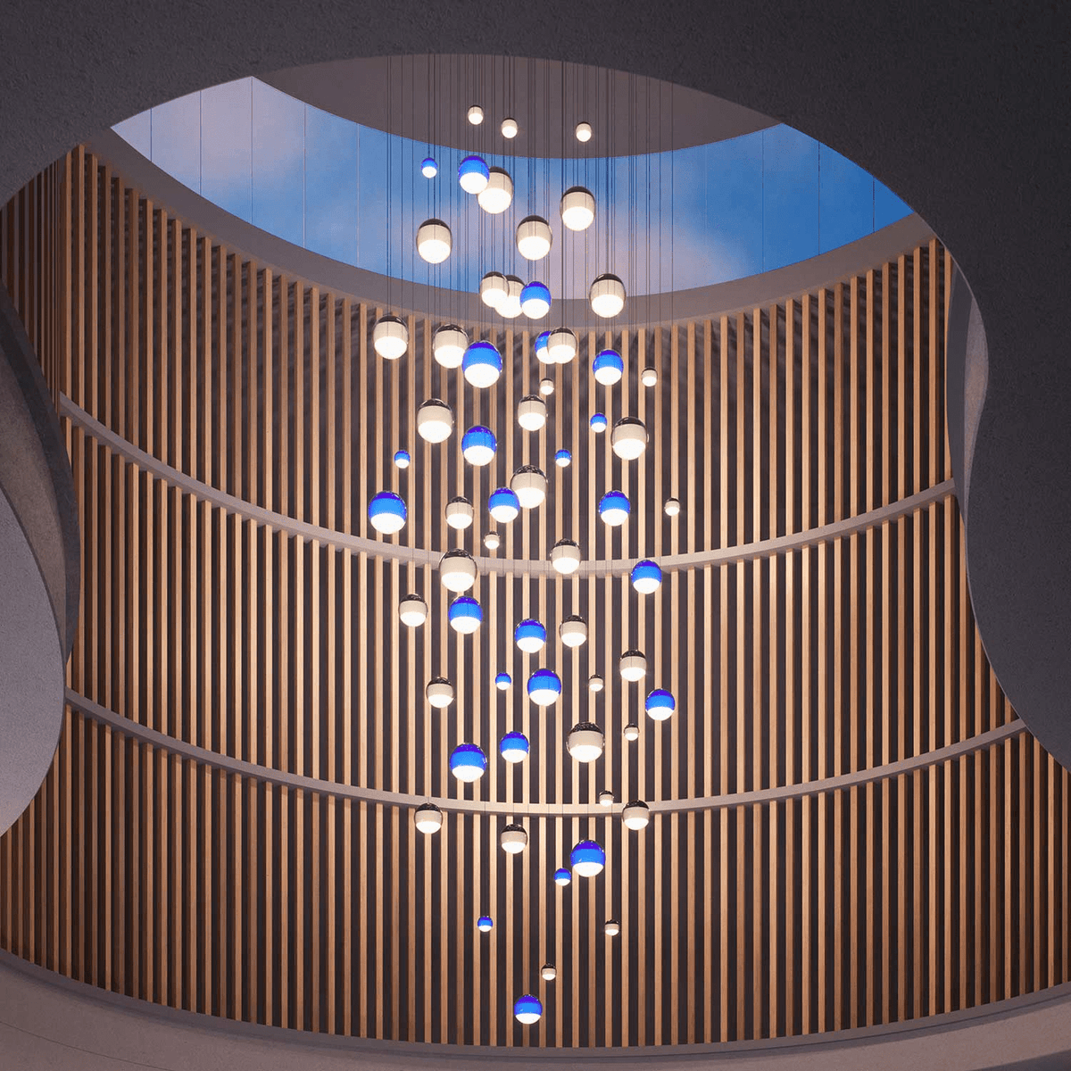 Dipping Pendant Light — Colored Glass & Lacquered Aluminum Hanging Lamp