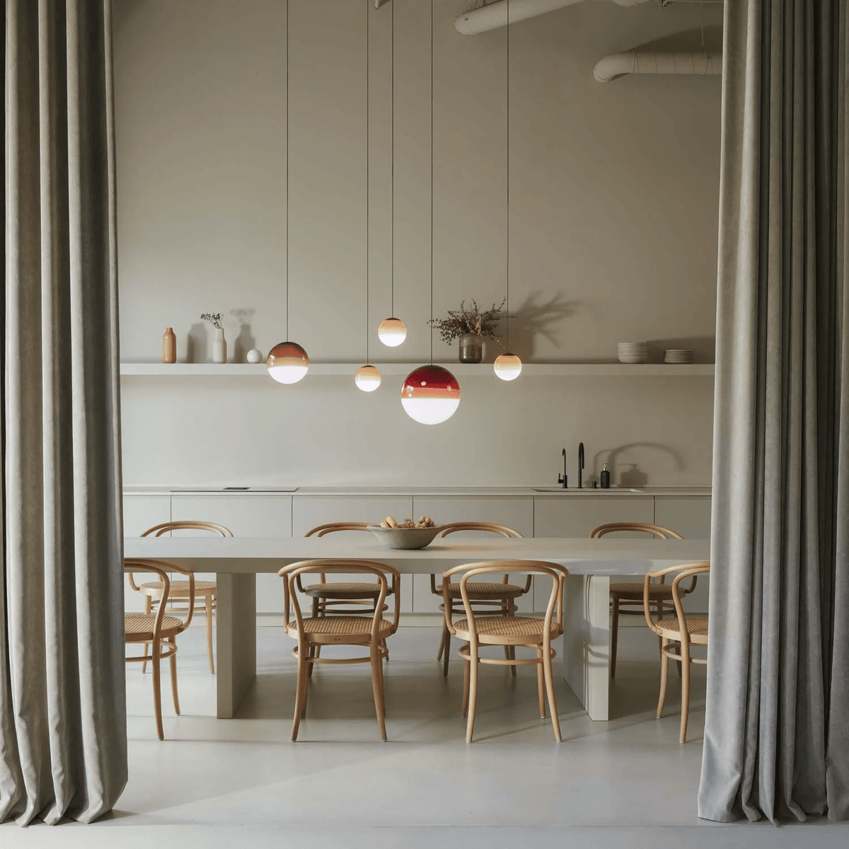 Dipping Pendant Light — Colored Glass & Lacquered Aluminum Hanging Lamp