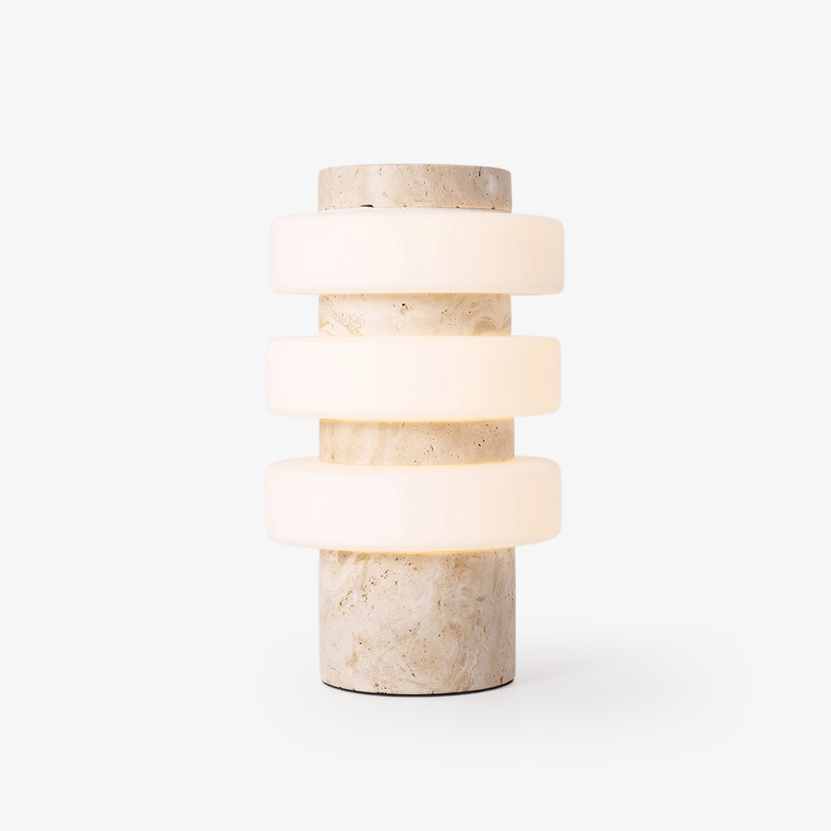Saturn Travertine Table Lamp – Sculptural LED Accent Light