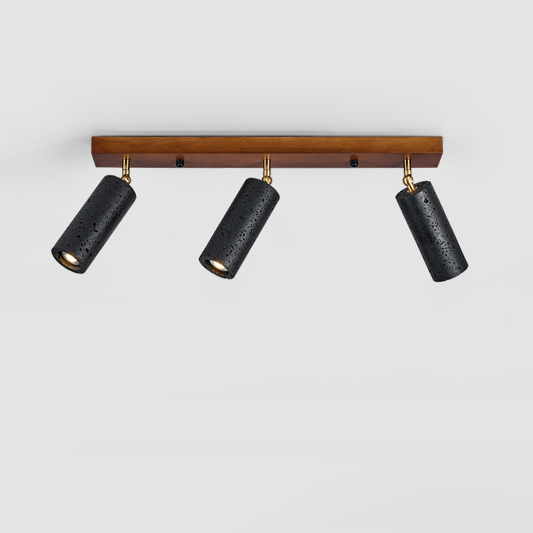 Walnut Wood and Black Travertine Ceiling Spot Light, 3 or 4 Light