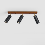 Walnut Wood and Black Travertine Ceiling Spot Light, 3 or 4 Light