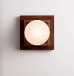 Layered Wood Globe Wall Sconce | Modern LED Wall Light for Bedroom & Living Room