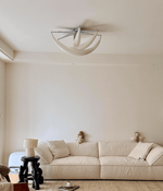 Sculptural Resin Flush Mount Ceiling Light with Chrome Accents