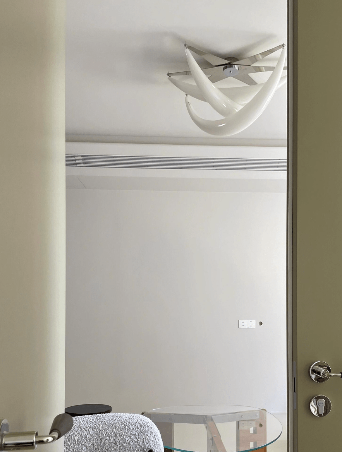 Sculptural Resin Flush Mount Ceiling Light with Chrome Accents