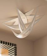 Sculptural Resin Flush Mount Ceiling Light with Chrome Accents