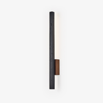 Horizon Pillar Sconce — Black Travertine & Walnut Wall Light